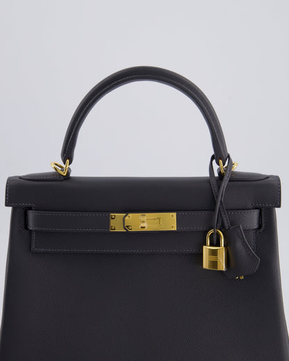 *RARE* Hermès Kelly 28cm Retourne Bag in Ardoise Evercolor Leather with Gold Hardware