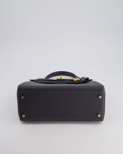 *RARE* Hermès Kelly 28cm Retourne Bag in Ardoise Evercolor Leather with Gold Hardware