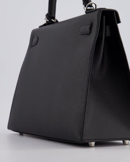 *HOT* Hermès Kelly Sellier 28cm Bag in Noir Epsom Leather with Palladium Hardware
