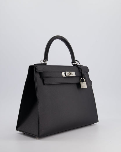 *HOT* Hermès Kelly Sellier 28cm Bag in Noir Epsom Leather with Palladium Hardware