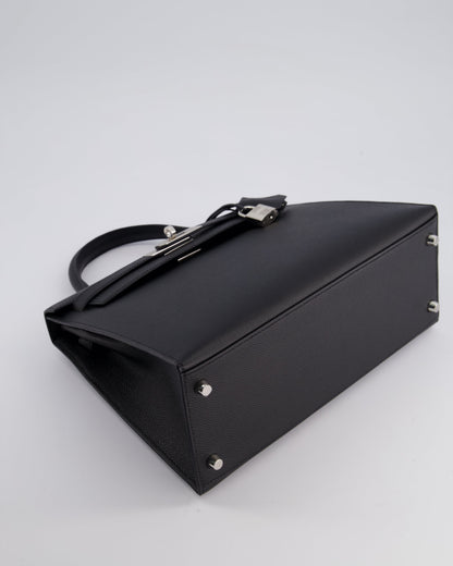 *HOT* Hermès Kelly Sellier 28cm Bag in Noir Epsom Leather with Palladium Hardware