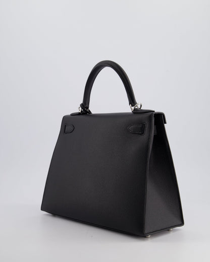 *HOT* Hermès Kelly Sellier 28cm Bag in Noir Epsom Leather with Palladium Hardware