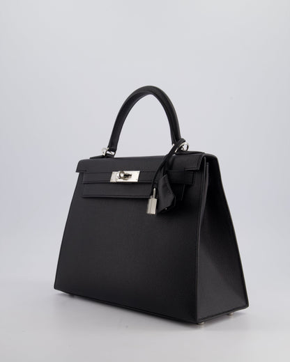 *HOT* Hermès Kelly Sellier 28cm Bag in Noir Epsom Leather with Palladium Hardware