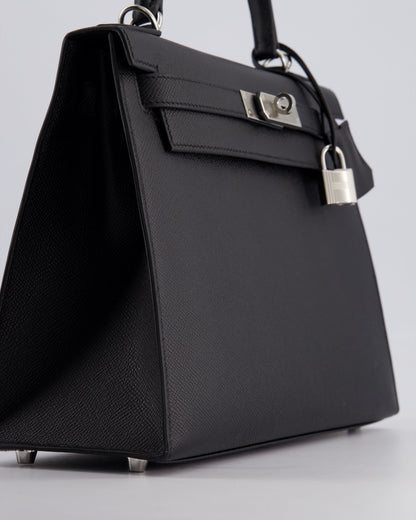 *HOT* Hermès Kelly Sellier 28cm Bag in Noir Epsom Leather with Palladium Hardware