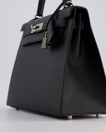*HOT* Hermès Kelly Sellier 28cm Bag in Noir Epsom Leather with Palladium Hardware