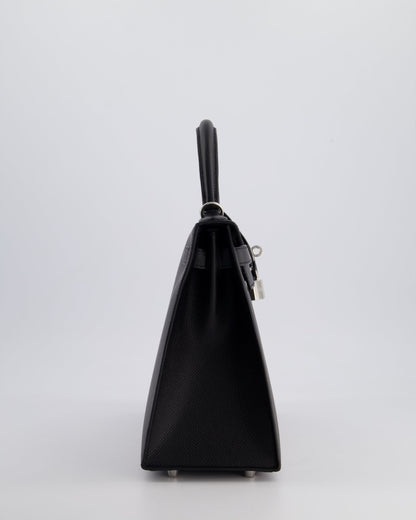 *HOT* Hermès Kelly Sellier 28cm Bag in Noir Epsom Leather with Palladium Hardware