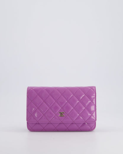 *HOT* Chanel Lilac Wallet on Chain Bag in Patent Leather with Champagne Gold Hardware