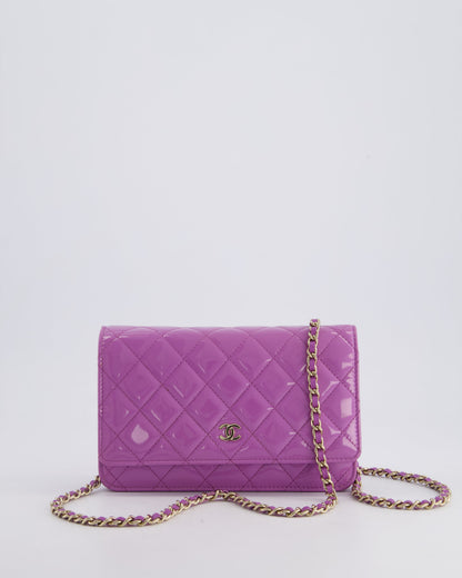 *HOT* Chanel Lilac Wallet on Chain Bag in Patent Leather with Champagne Gold Hardware