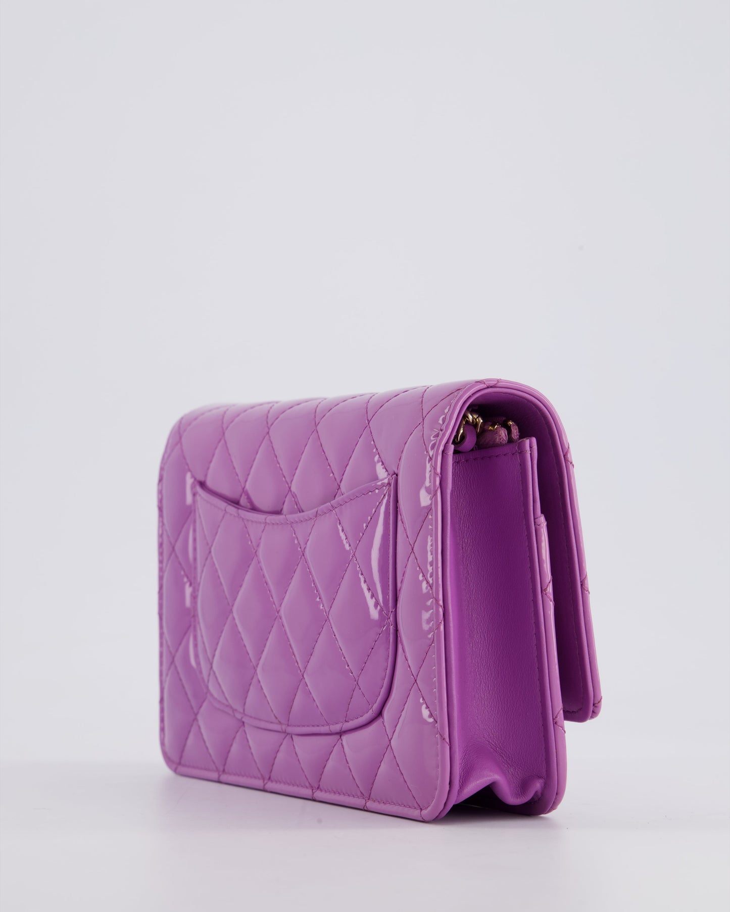 *HOT* Chanel Lilac Wallet on Chain Bag in Patent Leather with Champagne Gold Hardware
