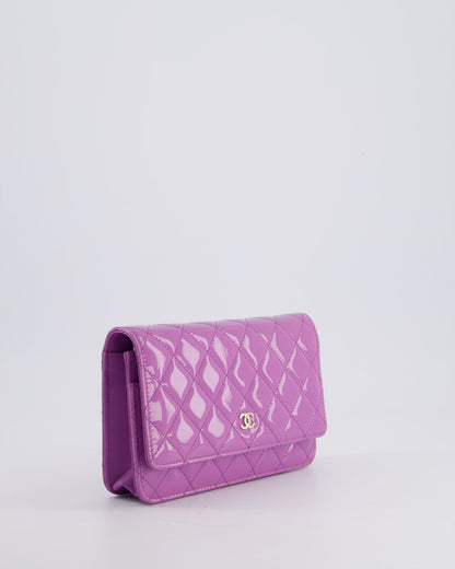 *HOT* Chanel Lilac Wallet on Chain Bag in Patent Leather with Champagne Gold Hardware