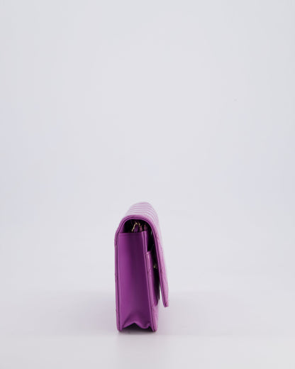 *HOT* Chanel Lilac Wallet on Chain Bag in Patent Leather with Champagne Gold Hardware