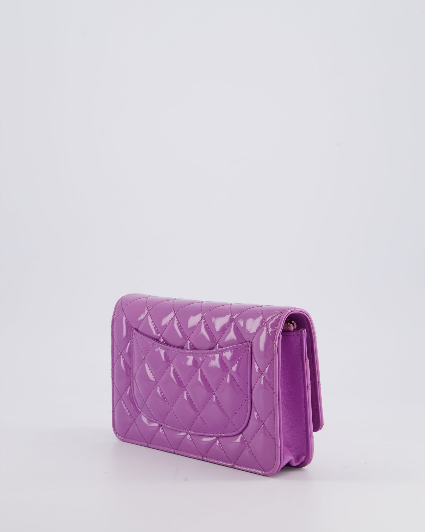 *HOT* Chanel Lilac Wallet on Chain Bag in Patent Leather with Champagne Gold Hardware