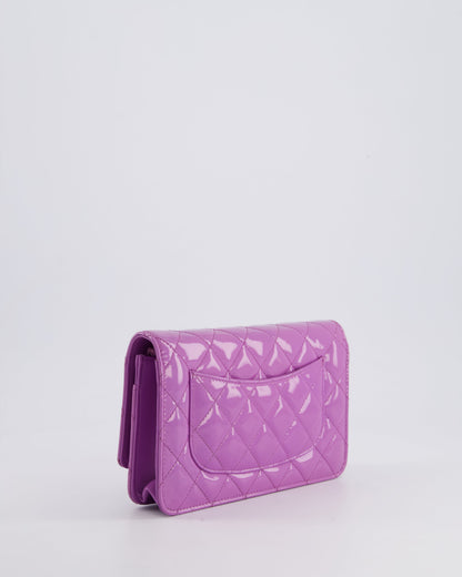 *HOT* Chanel Lilac Wallet on Chain Bag in Patent Leather with Champagne Gold Hardware