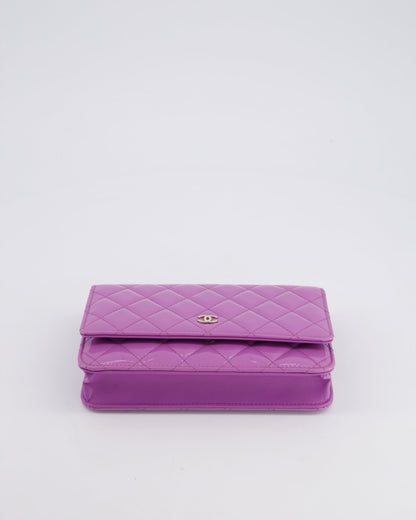 *HOT* Chanel Lilac Wallet on Chain Bag in Patent Leather with Champagne Gold Hardware