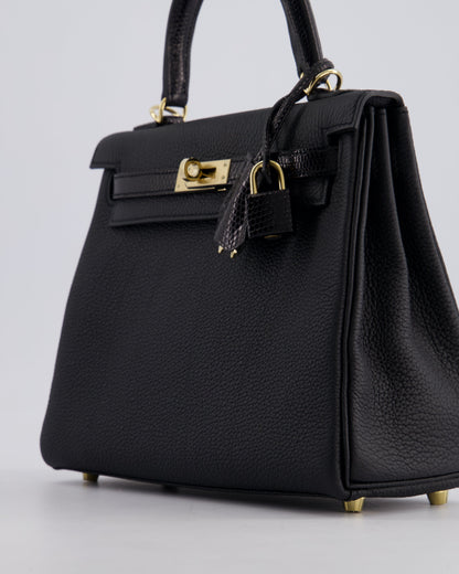 *RARE* Hermès Kelly Touch Retourne 25cm Bag in Noir Togo leather and Lizard with Permabrass Hardware