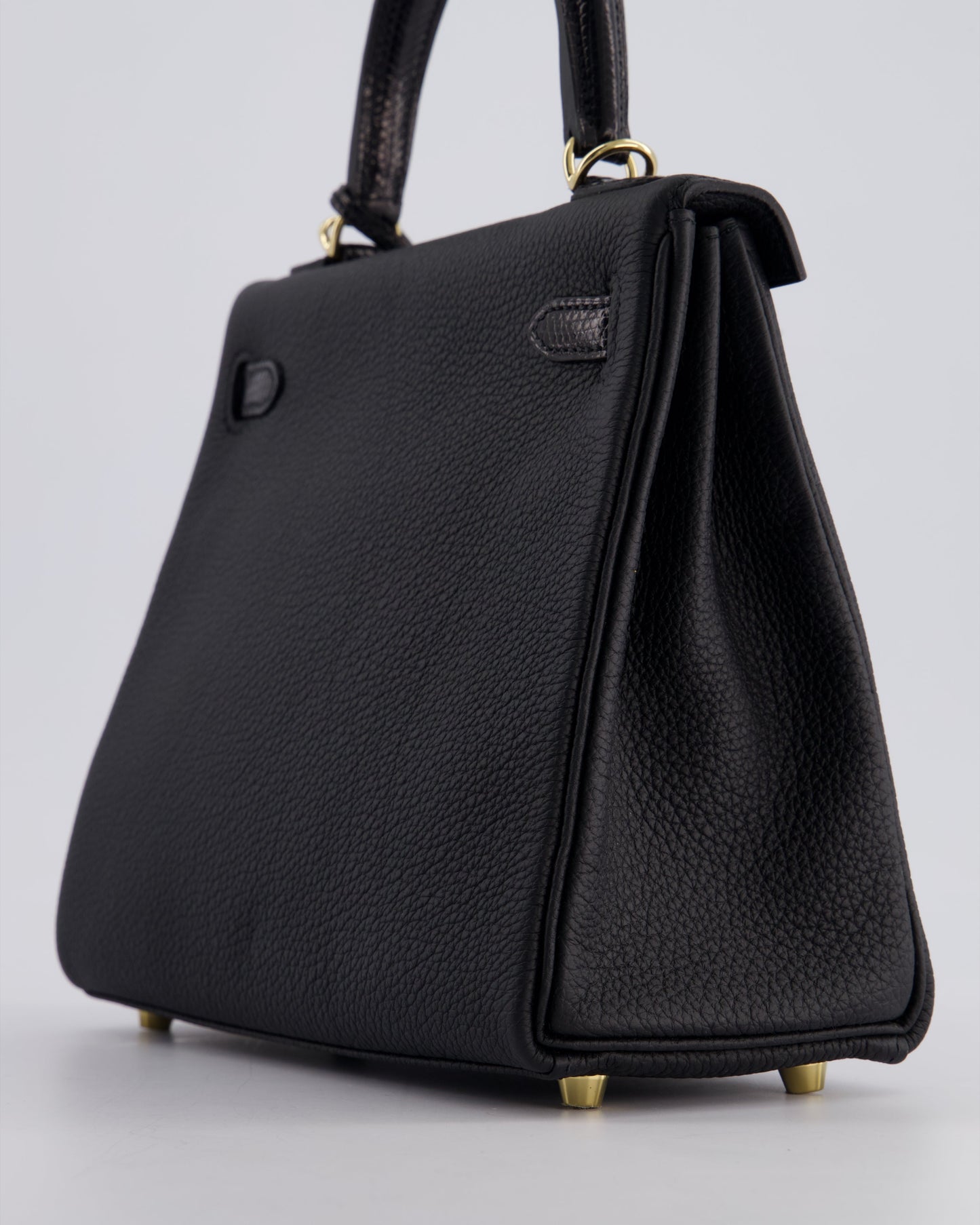 *RARE* Hermès Kelly Touch Retourne 25cm Bag in Noir Togo leather and Lizard with Permabrass Hardware