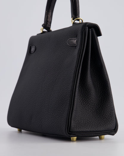 *RARE* Hermès Kelly Touch Retourne 25cm Bag in Noir Togo leather and Lizard with Permabrass Hardware
