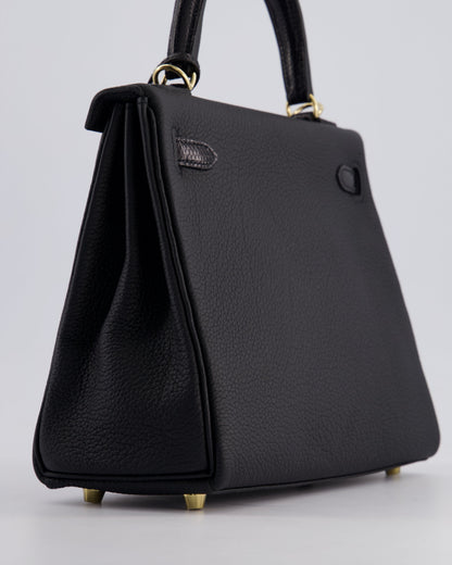*RARE* Hermès Kelly Touch Retourne 25cm Bag in Noir Togo leather and Lizard with Permabrass Hardware