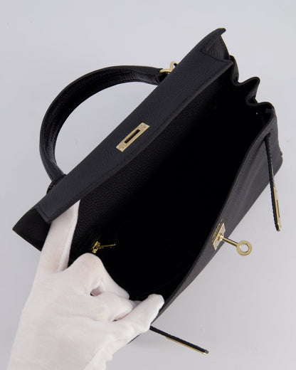 *RARE* Hermès Kelly Touch Retourne 25cm Bag in Noir Togo leather and Lizard with Permabrass Hardware
