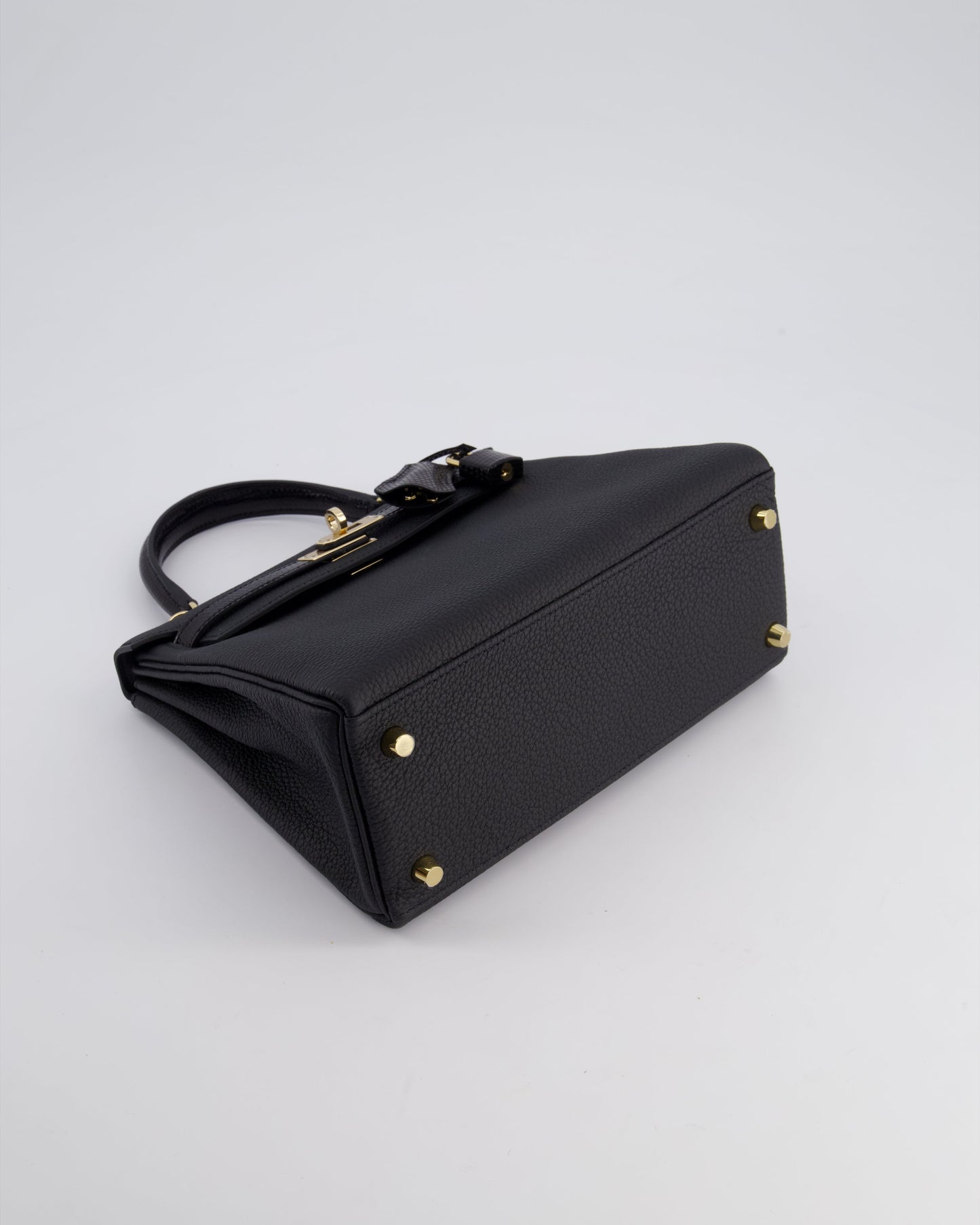 *RARE* Hermès Kelly Touch Retourne 25cm Bag in Noir Togo leather and Lizard with Permabrass Hardware