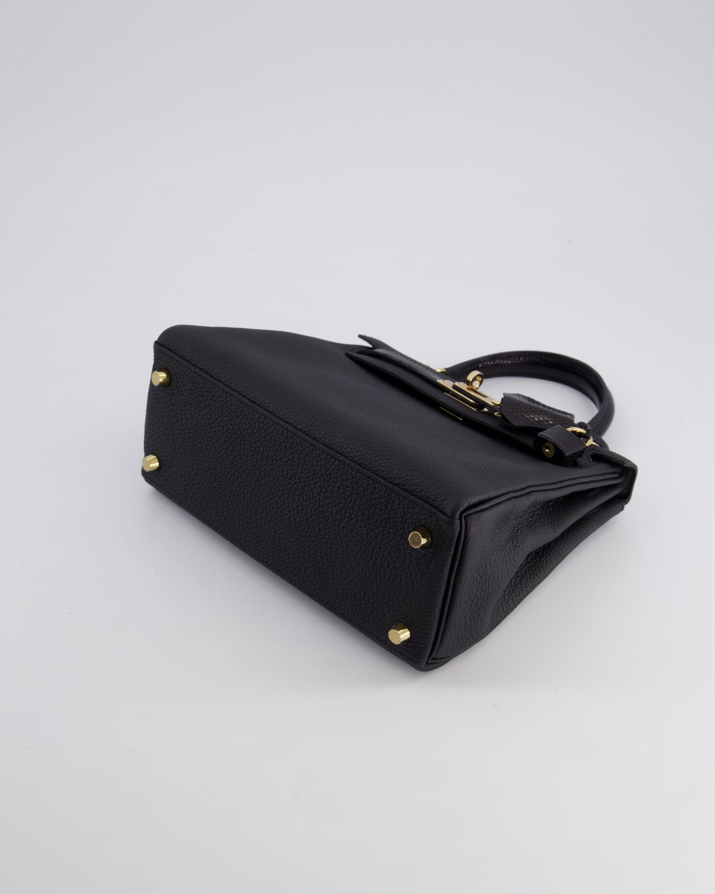 *RARE* Hermès Kelly Touch Retourne 25cm Bag in Noir Togo leather and Lizard with Permabrass Hardware