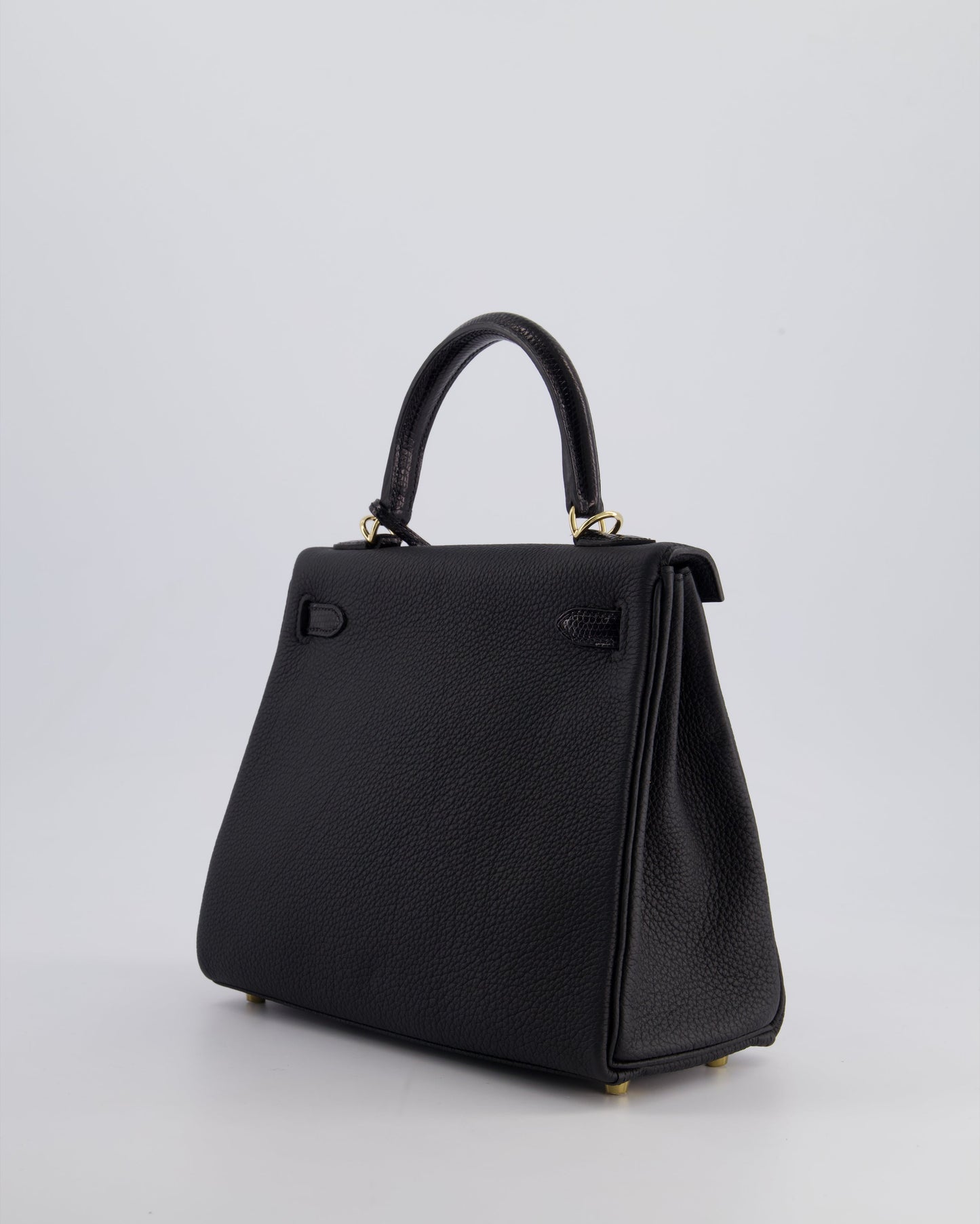 *RARE* Hermès Kelly Touch Retourne 25cm Bag in Noir Togo leather and Lizard with Permabrass Hardware