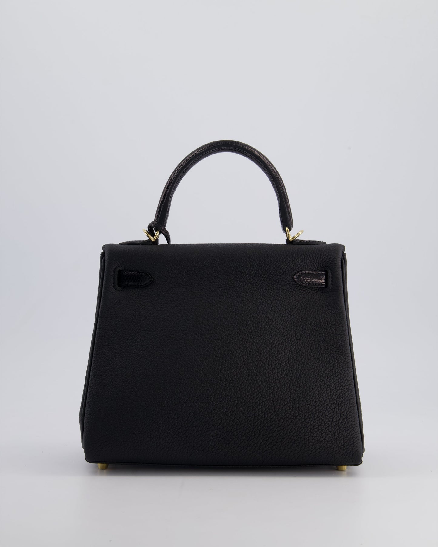 *RARE* Hermès Kelly Touch Retourne 25cm Bag in Noir Togo leather and Lizard with Permabrass Hardware