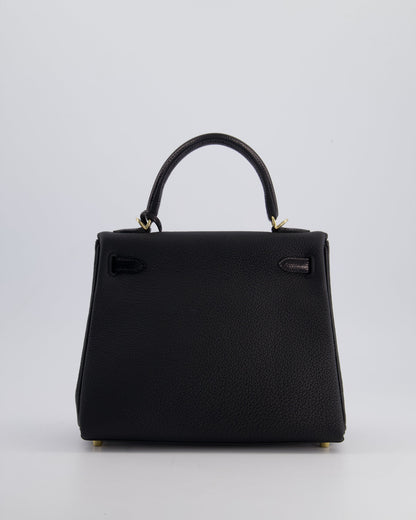 *RARE* Hermès Kelly Touch Retourne 25cm Bag in Noir Togo leather and Lizard with Permabrass Hardware