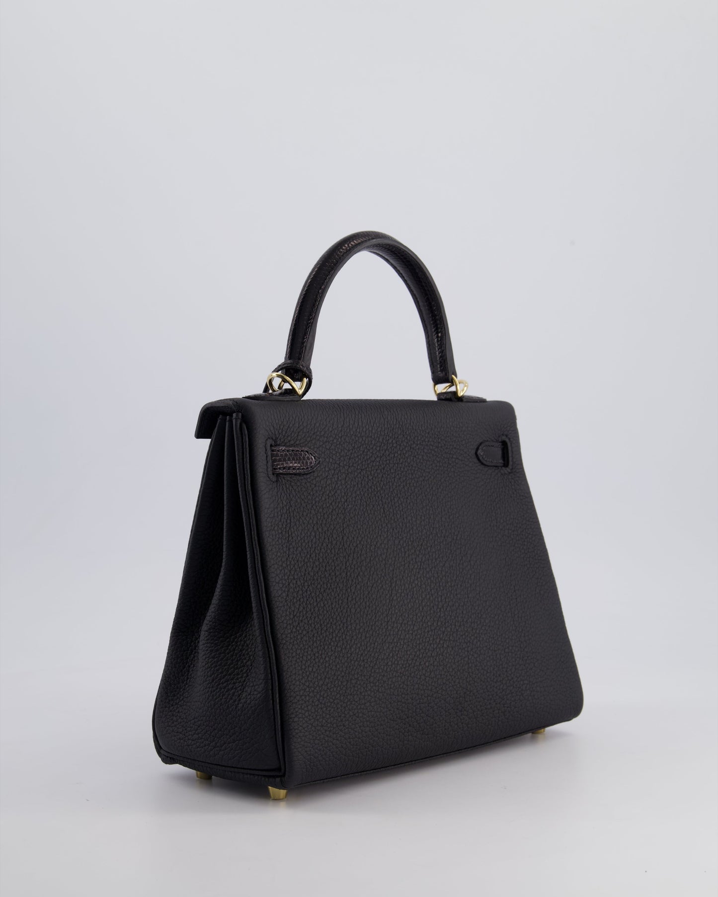 *RARE* Hermès Kelly Touch Retourne 25cm Bag in Noir Togo leather and Lizard with Permabrass Hardware
