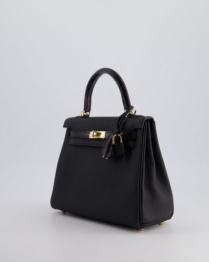 *RARE* Hermès Kelly Touch Retourne 25cm Bag in Noir Togo leather and Lizard with Permabrass Hardware