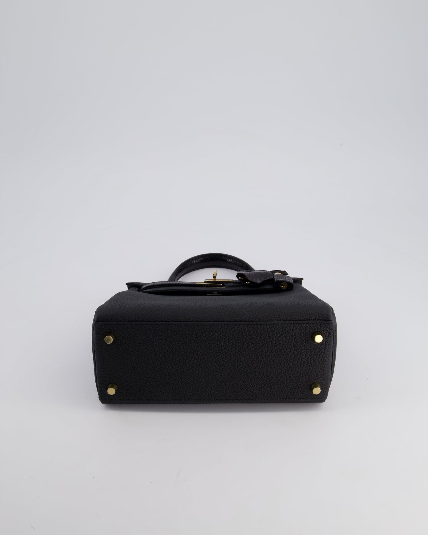 *RARE* Hermès Kelly Touch Retourne 25cm Bag in Noir Togo leather and Lizard with Permabrass Hardware