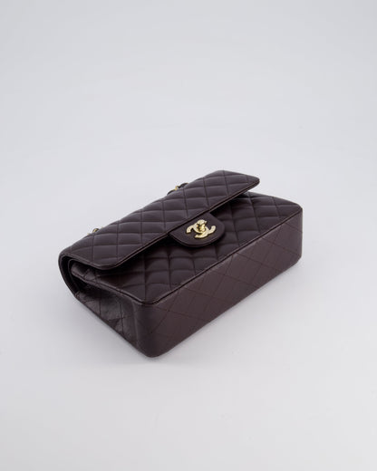*RARE COLOUR* Chanel Dark Burgundy Small Classic Double Flap Bag in Caviar Leather with Champagne Gold Hardware