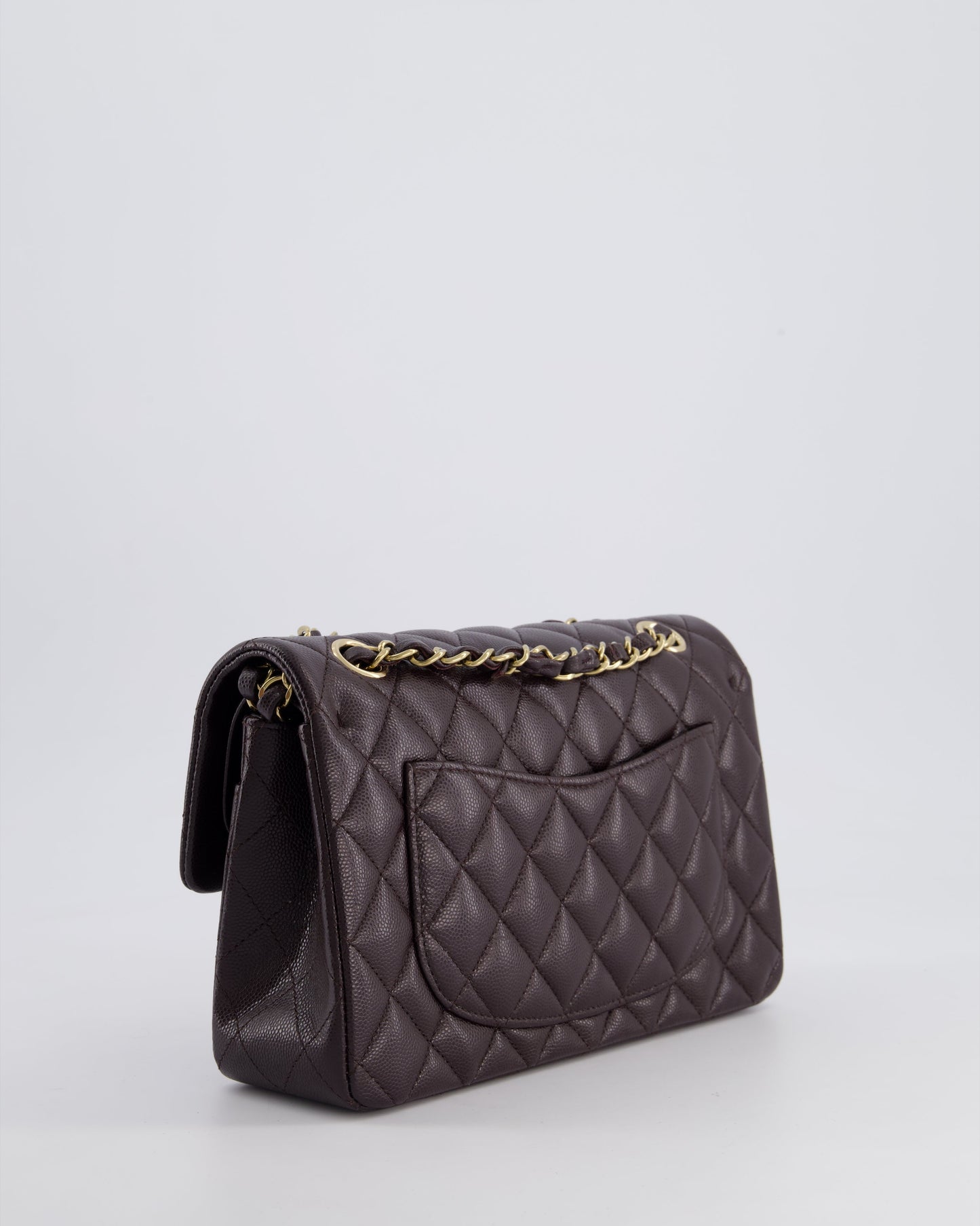 *RARE COLOUR* Chanel Dark Burgundy Small Classic Double Flap Bag in Caviar Leather with Champagne Gold Hardware