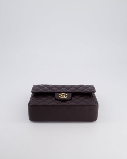 *RARE COLOUR* Chanel Dark Burgundy Small Classic Double Flap Bag in Caviar Leather with Champagne Gold Hardware