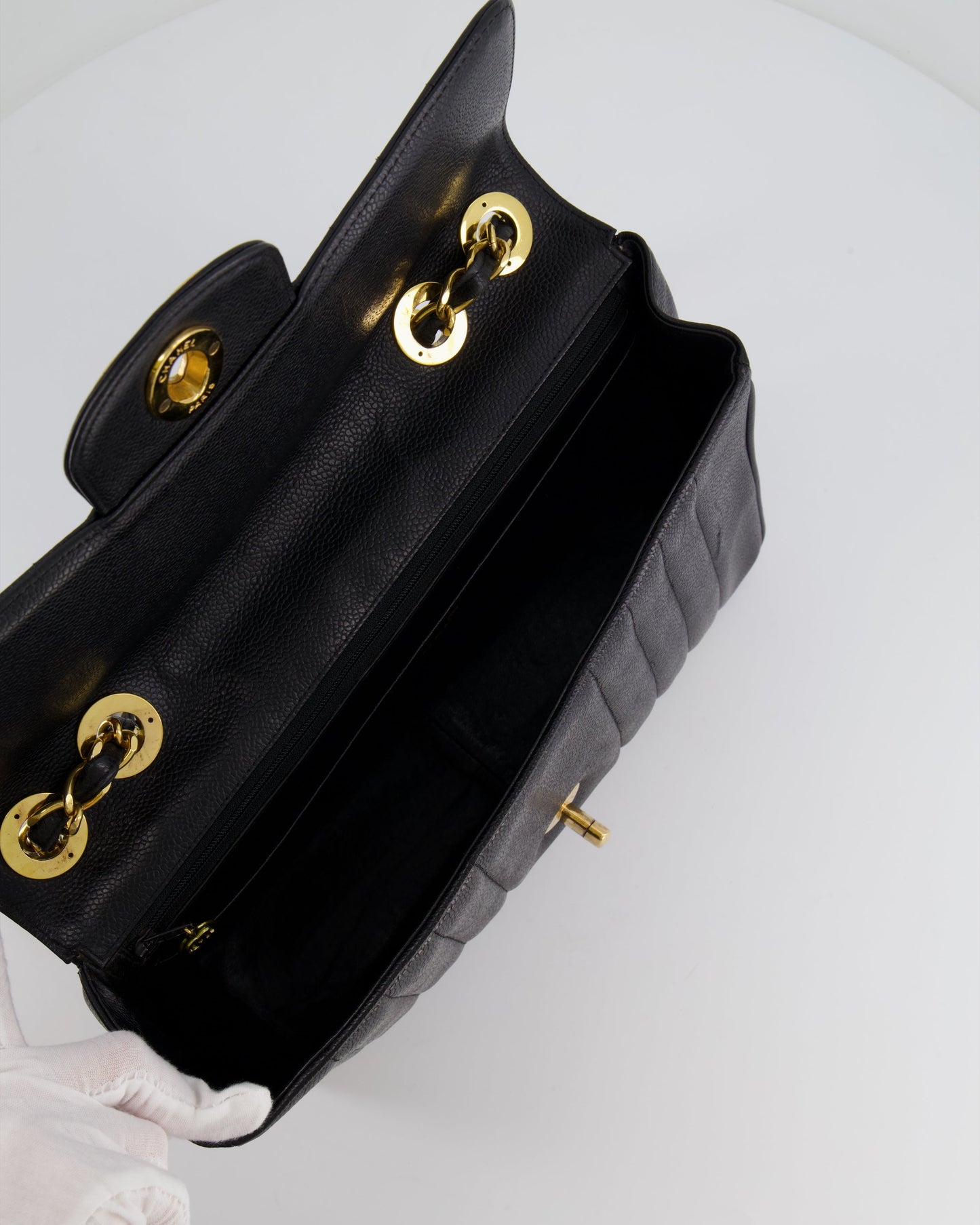 Chanel Vintage Black Mademoiselle XL Single Flap Bag in Grained Leather with 24k Gold Hardware