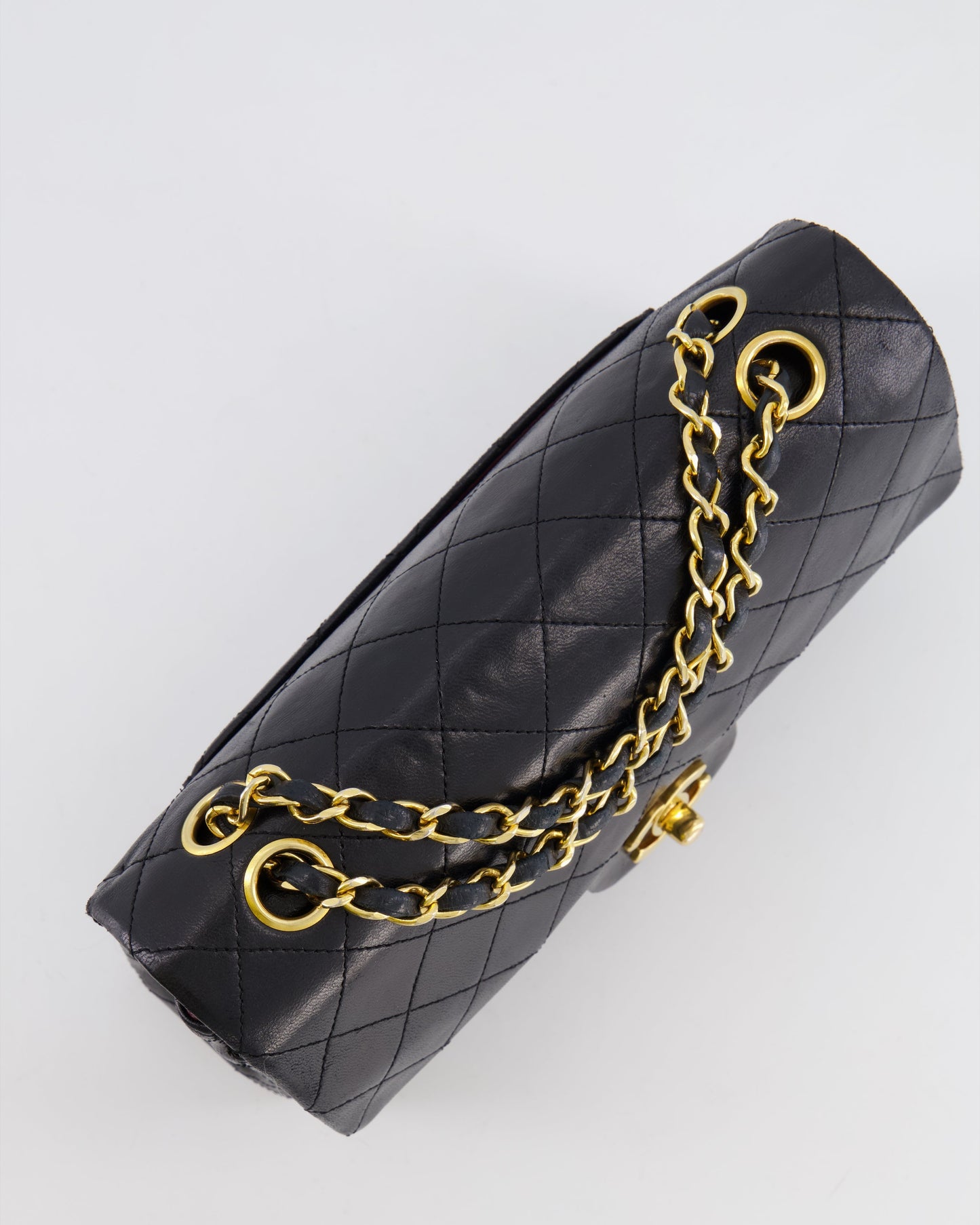 Chanel Vintage Black Small Classic Double Flap Bag in Lambskin Leather with 24k Gold Hardware