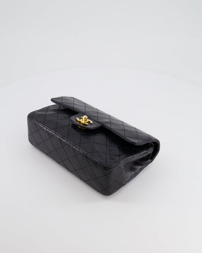 Chanel Vintage Black Small Classic Double Flap Bag in Lambskin Leather with 24k Gold Hardware