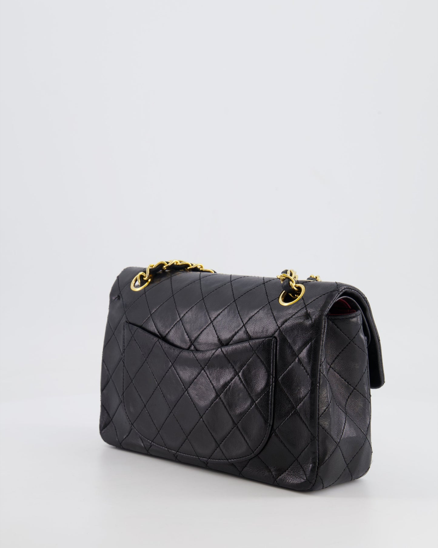 Chanel Vintage Black Small Classic Double Flap Bag in Lambskin Leather with 24k Gold Hardware