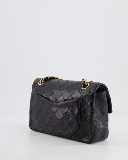 Chanel Vintage Black Small Classic Double Flap Bag in Lambskin Leather with 24k Gold Hardware