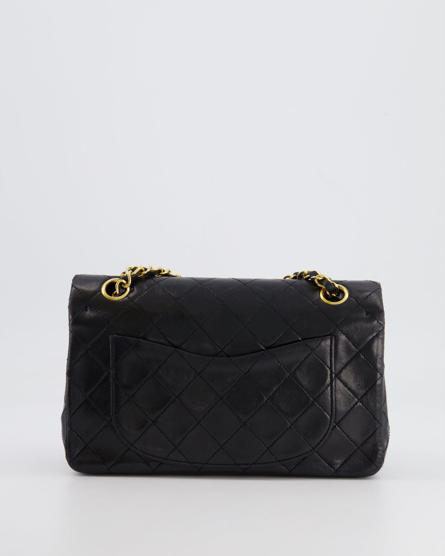 Chanel Vintage Black Small Classic Double Flap Bag in Lambskin Leather with 24k Gold Hardware