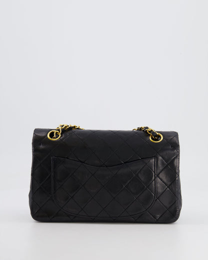 Chanel Vintage Black Small Classic Double Flap Bag in Lambskin Leather with 24k Gold Hardware