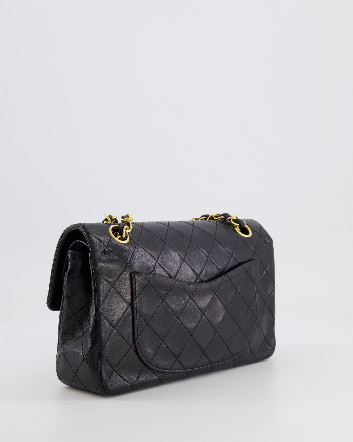 Chanel Vintage Black Small Classic Double Flap Bag in Lambskin Leather with 24k Gold Hardware