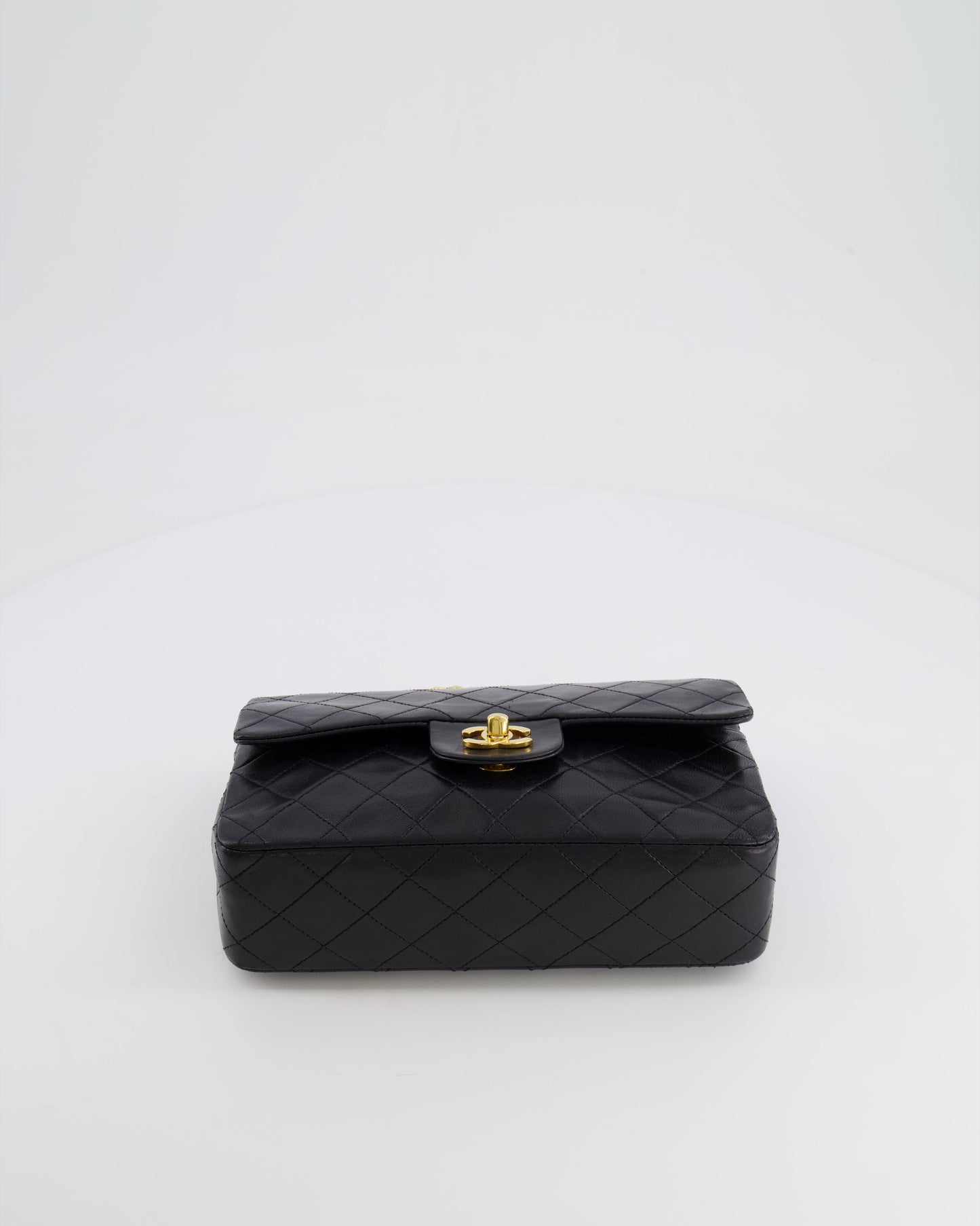 Chanel Vintage Black Small Classic Double Flap Bag in Lambskin Leather with 24k Gold Hardware