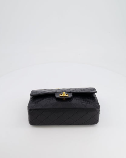 Chanel Vintage Black Small Classic Double Flap Bag in Lambskin Leather with 24k Gold Hardware