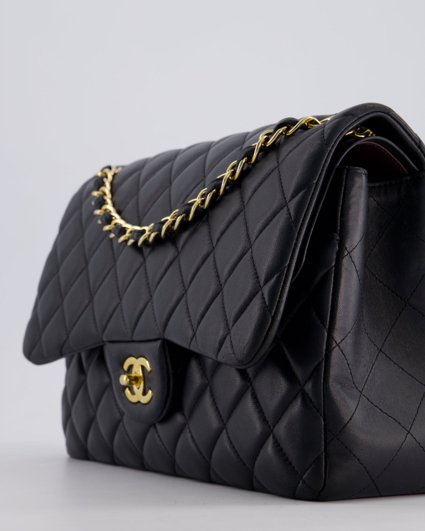 *FIRE PRICE* Chanel Black Jumbo Classic Double Flap Bag in Lambskin Leather with Gold Hardware