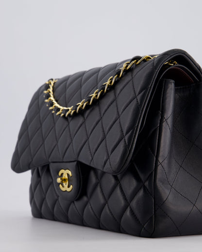 *FIRE PRICE* Chanel Black Jumbo Classic Double Flap Bag in Lambskin Leather with Gold Hardware