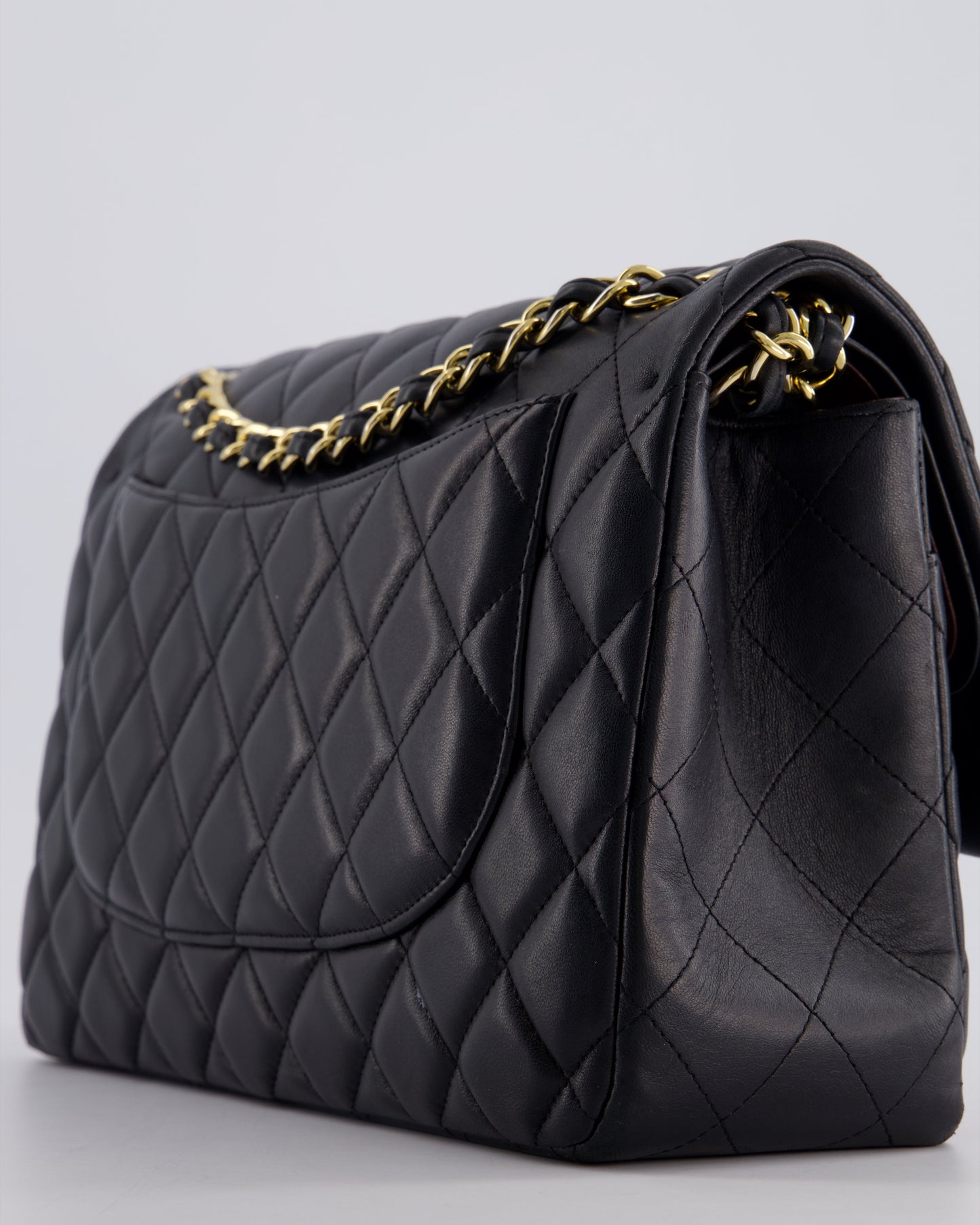 *FIRE PRICE* Chanel Black Jumbo Classic Double Flap Bag in Lambskin Leather with Gold Hardware