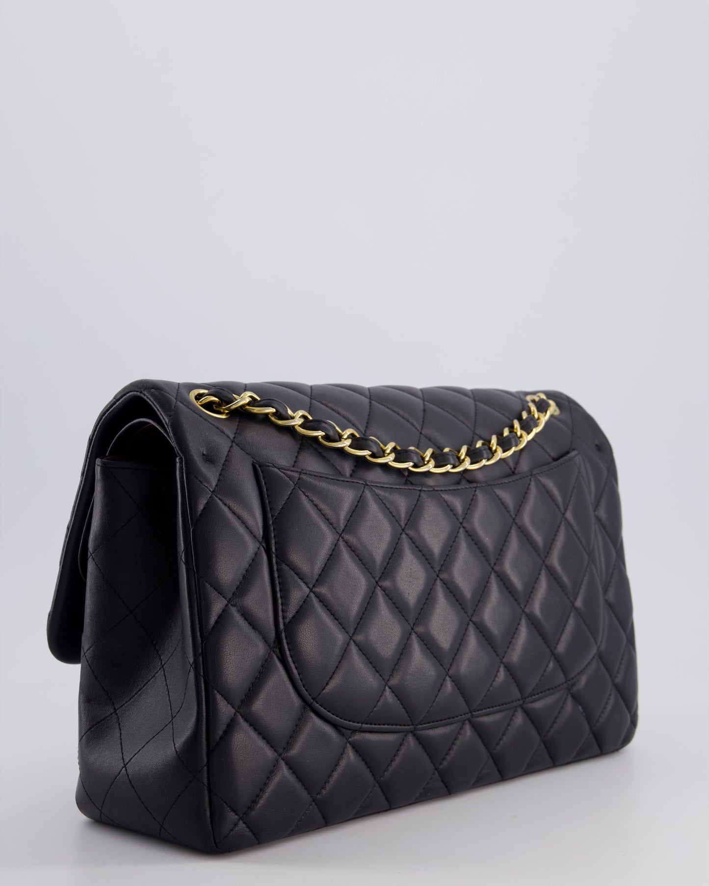 *FIRE PRICE* Chanel Black Jumbo Classic Double Flap Bag in Lambskin Leather with Gold Hardware