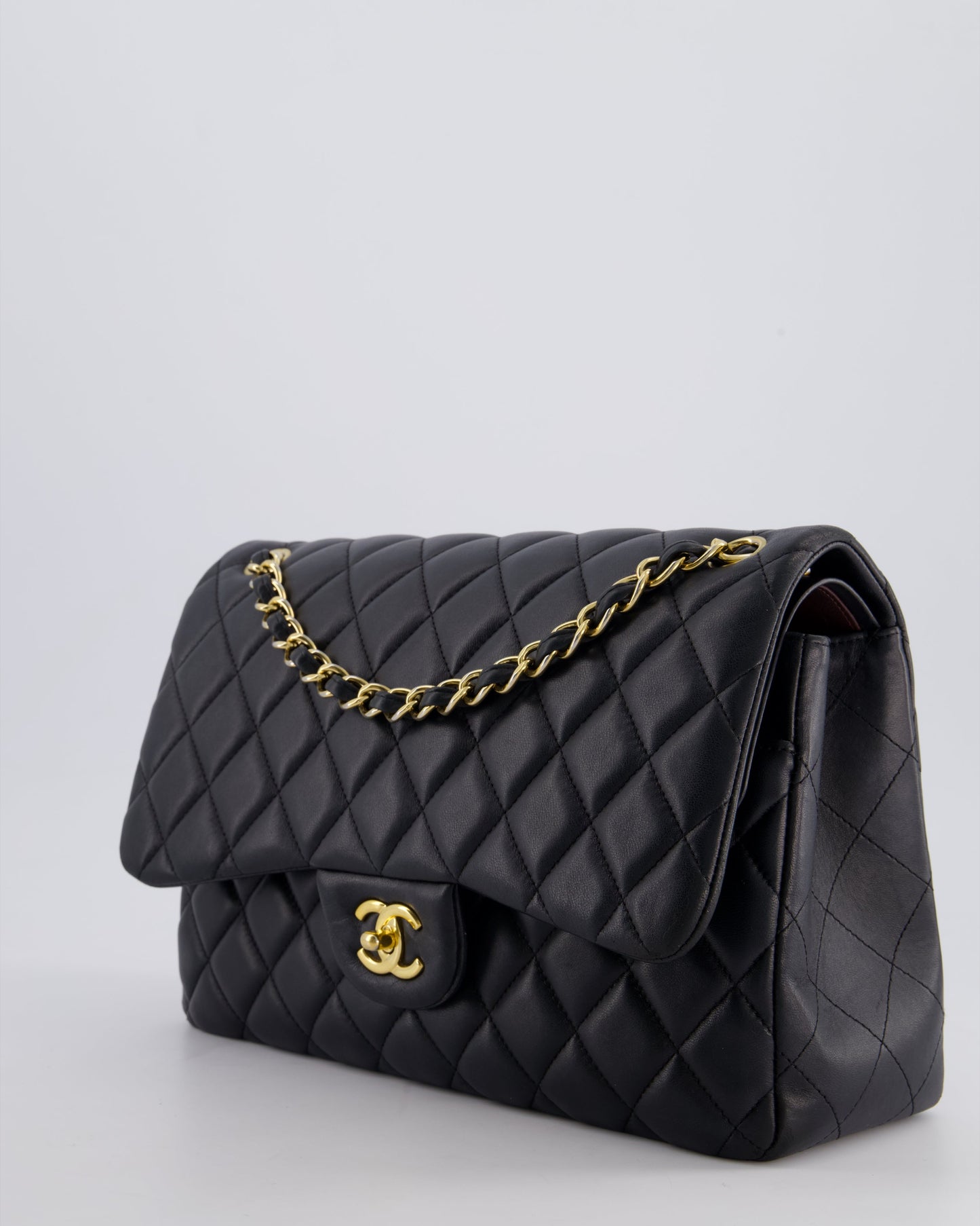 *FIRE PRICE* Chanel Black Jumbo Classic Double Flap Bag in Lambskin Leather with Gold Hardware