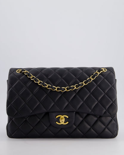 *FIRE PRICE* Chanel Black Jumbo Classic Double Flap Bag in Lambskin Leather with Gold Hardware
